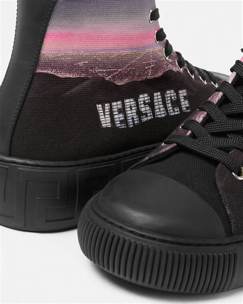 versace greca high top sneakers|versace greca barocco print sneakers.